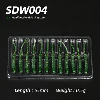 Ardea Soft Lure 55mm0.5g 12gab Mākslīgā silikona Small Bait Worm Swimbait Vobleris Jigging Slow Garneles Karpu Bass Makšķerēšanas piederumi