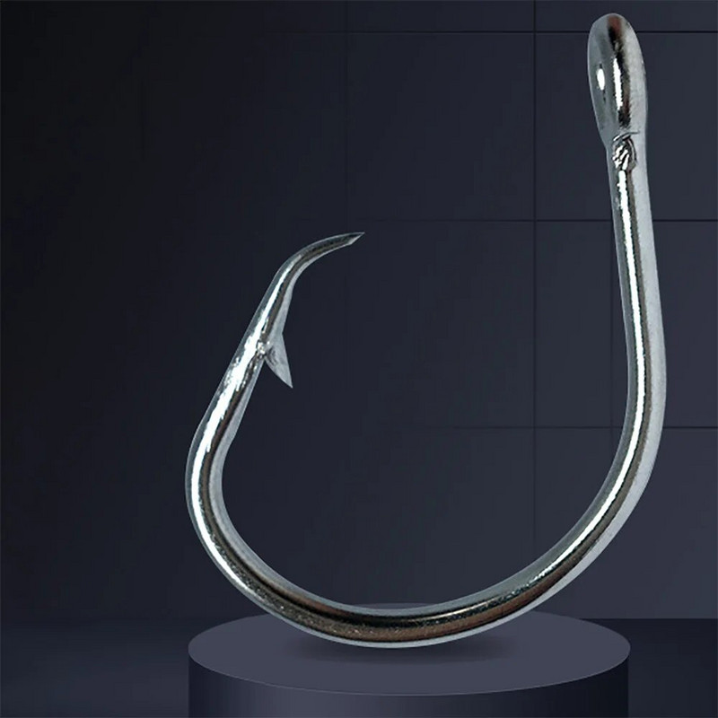 Milzīgs makšķerēšanas āķis 5/0-16/0 Kalti vienā līnijā apļveida āķi Haizivs un zobenzivs tunzivs āķis nerūsējošais tērauds Big Game Sālsūdens Fishhook