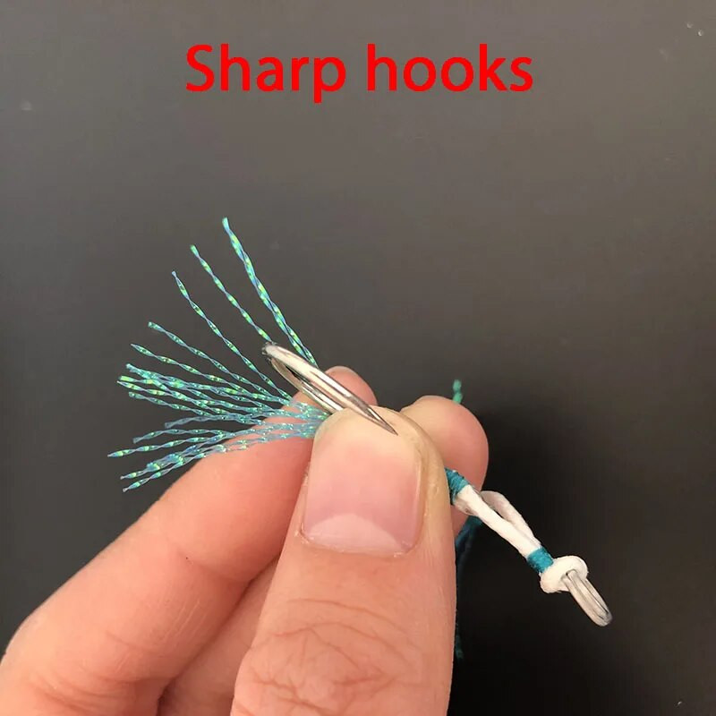 5 Pair Cast Jig Assist Āķis Lēna džiga māneklis Bass Āķi Dzeloņs āķis Piesiešana Zivju āķis ar spalvu jūras dubulto makšķerēšanas āķi