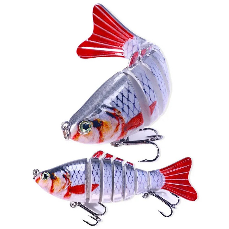 10 cm 15 g 7 segmentu peldēšanas līdakas vobleri Crankbait makšķerēšanas māneklis, ar vairākiem savienojumiem, cieto ēsmu Muskijs grimstošs Isca Artificia
