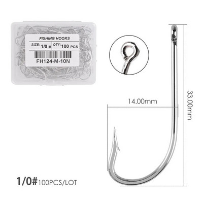 100gb Sudraba āķi ar augstu oglekļa tēraudu Lieli gari kāti makšķerēšanas āķi Sea Pint āķis Fishhook komplekts ar acīm Barb Makšķerēšanas piederumi