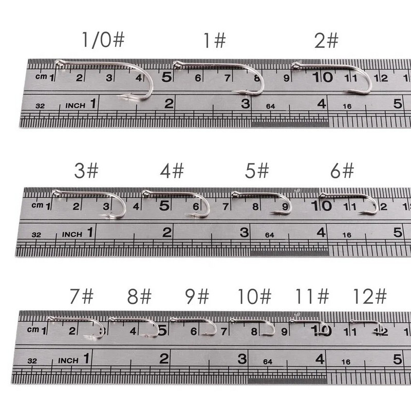 100gb Sudraba āķi ar augstu oglekļa tēraudu Lieli gari kāti makšķerēšanas āķi Sea Pint āķis Fishhook komplekts ar acīm Barb Makšķerēšanas piederumi