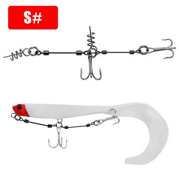 Waterboy S/M/L Fish Screw Rig Kit Double Fishing Treble Hooks W/ Pike Central Pin Shad Belly Stingers Shallow-Rigging soft lure