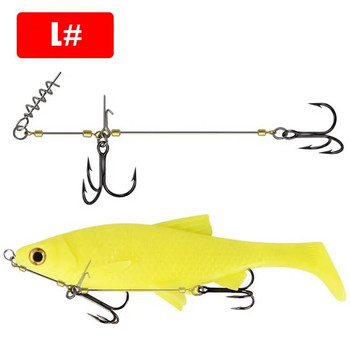 Waterboy S/M/L Fish Screw Rig Kit Double Fishing Treble Hooks W/ Pike Center Pin Shad Belly Stingers Мека примамка с плитък такелаж