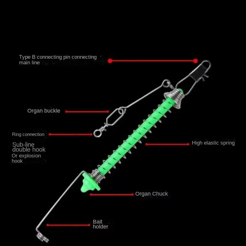 Automatinis meškeriojimo kablio gaidukas, spyruoklinis kabliuko fiksavimas, masalas, išmetimas katapulta, žuvies įrankis, žvejybos reikmenys