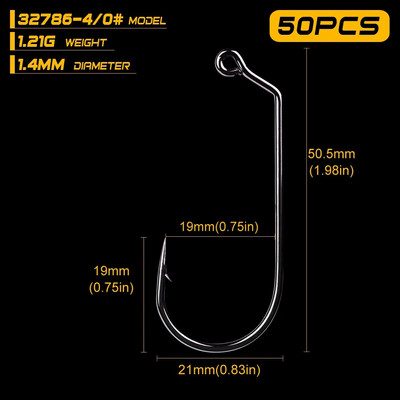 50 τμχ Υψηλής ποιότητας Jig Big Series Fishing Hook Sunlure Μάρκα Single hook 32786-1/0-5/0 Size Fishhook Saltwater Bass