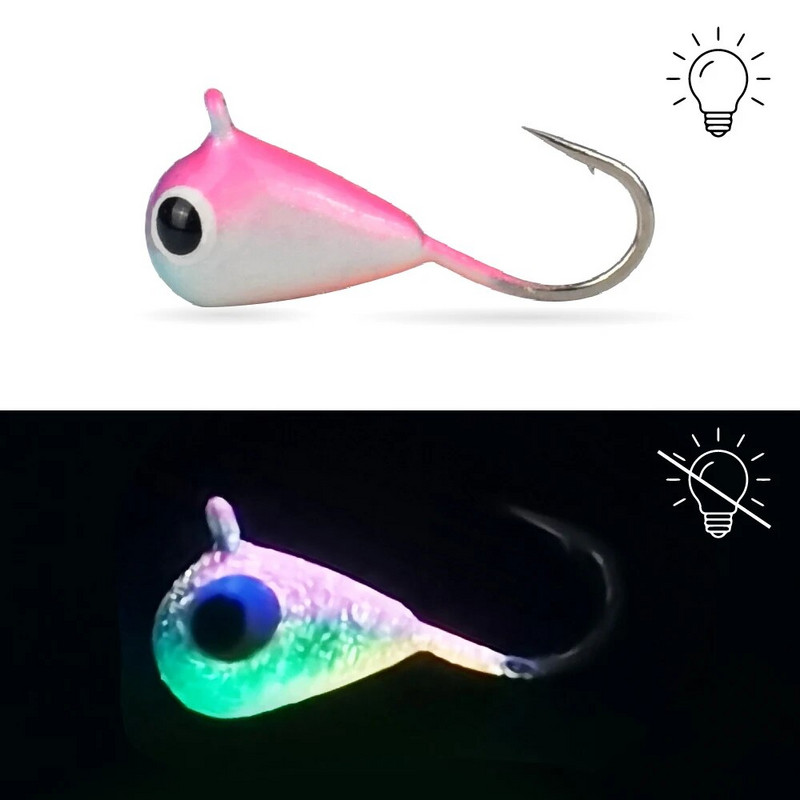 Elite TG 5 τεμ. Tungsten Ice Fishing Jig, 2,7mm-6,0mm Tear Drop Hayabusa Hook Winter Pike Carp Panfish Soft Lure Bait Tackel