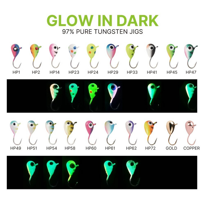 Elite TG 5 τεμ. Tungsten Ice Fishing Jig, 2,7mm-6,0mm Tear Drop Hayabusa Hook Winter Pike Carp Panfish Soft Lure Bait Tackel