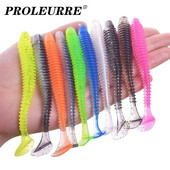 Proleurre Fishing Worm Soft Lures Jig Vobleri 5cm 7cm 9cm Easy Shiner For karpu bass mākslīgās dubultās krāsas Silikona peldēšana