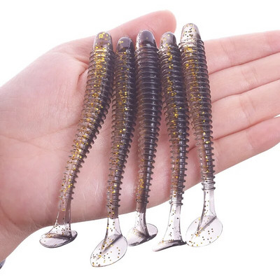 Proleurre Fishing Worm Soft Lures Jig Vobleri 5cm 7cm 9cm Easy Shiner For karpu bass mākslīgās dubultās krāsas Silikona peldēšana