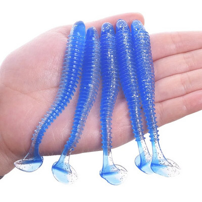 Proleurre Fishing Worm Soft Lures Jig Vobleri 5cm 7cm 9cm Easy Shiner For karpu bass mākslīgās dubultās krāsas Silikona peldēšana