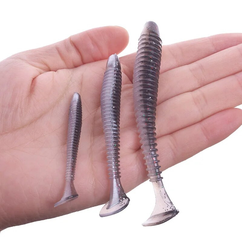 Proleurre Fishing Worm Soft Lures Jig Vobleri 5cm 7cm 9cm Easy Shiner For karpu bass mākslīgās dubultās krāsas Silikona peldēšana