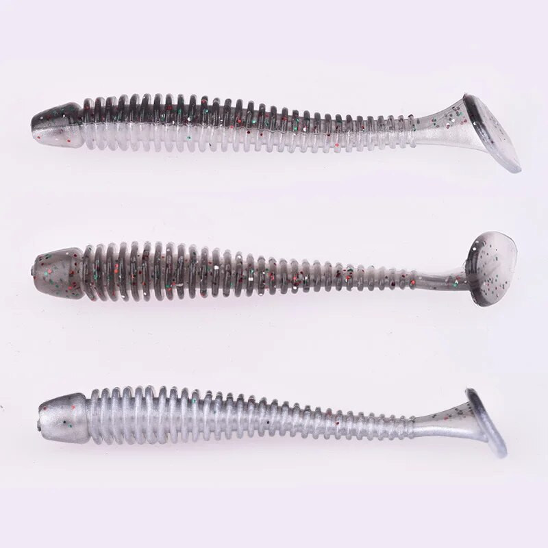 Proleurre Fishing Worm Soft Lures Jig Vobleri 5cm 7cm 9cm Easy Shiner For karpu bass mākslīgās dubultās krāsas Silikona peldēšana