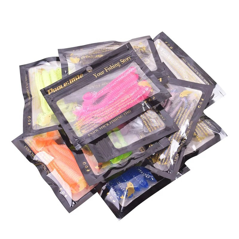 Proleurre Fishing Worm Soft Lures Jig Vobleri 5cm 7cm 9cm Easy Shiner For karpu bass mākslīgās dubultās krāsas Silikona peldēšana