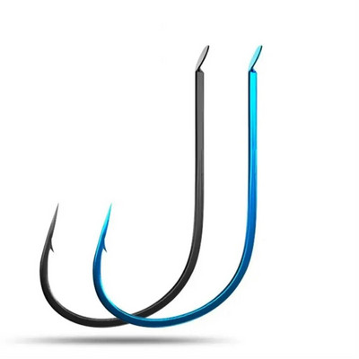 50 komada plavo-crne silm ribolovne udice Pesca bodljikava tanka udica, jedna ravna udica od visokougljičnog čelika, slatkovodna