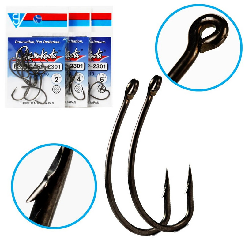 Anglinio plieno karpių kabliukai, dengiantys karpių žvejybos kabliukus plačiu tarpu su mikro spygliu Matinis juodas Yn kabliukas, skirtas šiurkščiavilnių gamakaTSU