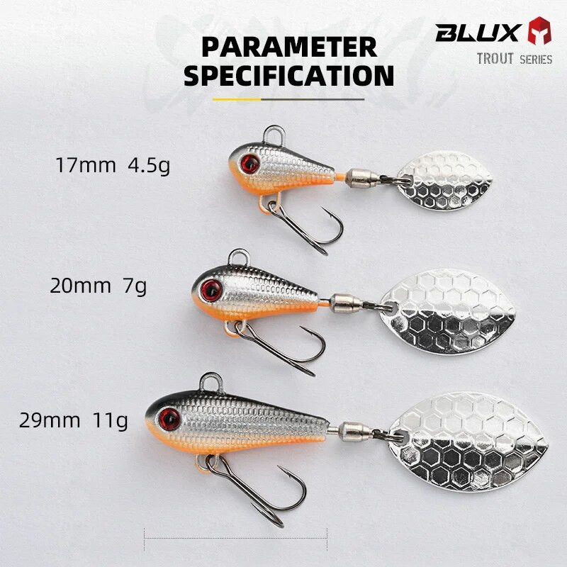 BLUX SPINTAIL makšķerēšanas māneklis 4.5g 7g 11g Mag Tail Spinner Shad Metāla Vib Casting Shore Jig Bait Vara asmens karote Saldūdens bass