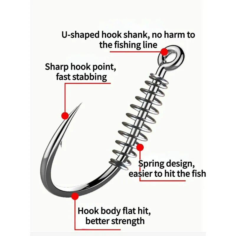 10 τμχ/παρτίδα ελατήριο ψαριού από χάλυβα υψηλής περιεκτικότητας σε άνθρακα Αξεσουάρ ψαρέματος με γάντζο ψαρέματος