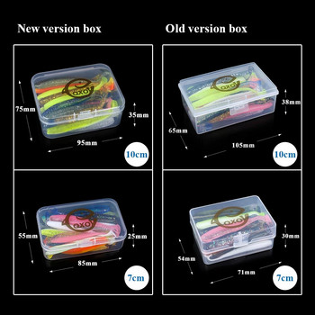 QXO Fishing Soft Lure Worm With Box Силиконова примамка Swimbait Streamer Лъжица за морски риболов Примамка 7 см 10 см комплект воблери