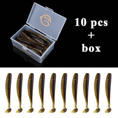 QXO kalapüügi pehme landi uss karbiga silikoonsöödaga Swimbait Streamer merepüügi lusikas 7 cm 10 cm vobleri komplekt