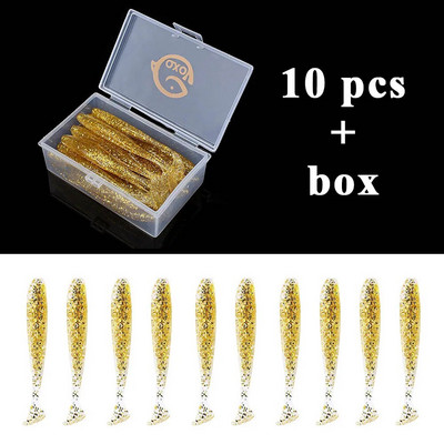 QXO kalapüügi pehme landi uss karbiga silikoonsöödaga Swimbait Streamer merepüügi lusikas 7 cm 10 cm vobleri komplekt