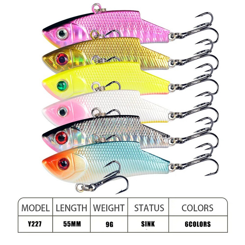 1 tk 5,5 cm/9g sitke püügilant VIB Rattlin Hook Fishing uppuv vibratsioon Rattlin Hooktion söödapliiatsid Püügivarustus