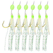 1 iepakojums (6gab) Makšķerēšanas Sabiki 6 Roku āķi Sarkanas Baltas Zivs Āda Jūras Saldūdens Makšķerēšanas Ierīces ar Grozāmo Spraudni