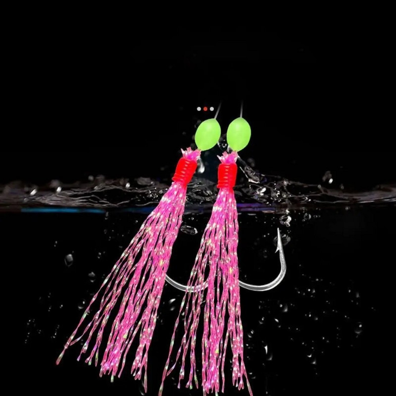 1 iepakojums (6gab) Makšķerēšanas Sabiki 6 Roku āķi Sarkanas Baltas Zivs Āda Jūras Saldūdens Makšķerēšanas Ierīces ar Grozāmo Spraudni