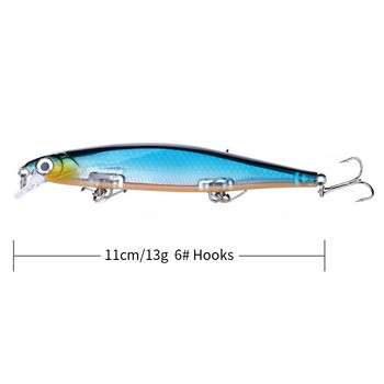 HENGJIA Minnow Fishing Lure Laser Hard Artificial Bait 3D Eyes 11cm 13g Wobblers Carp Fishing Tackle Slow Sinking Jerkbait