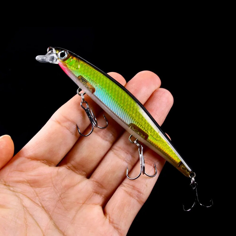 HENGJIA Minnow Fishing Lure Laser Hard Artificial Bait 3D Eyes 11cm 13g Voblerid Karpkala Püügitarbed Slow Uping Jerkbait