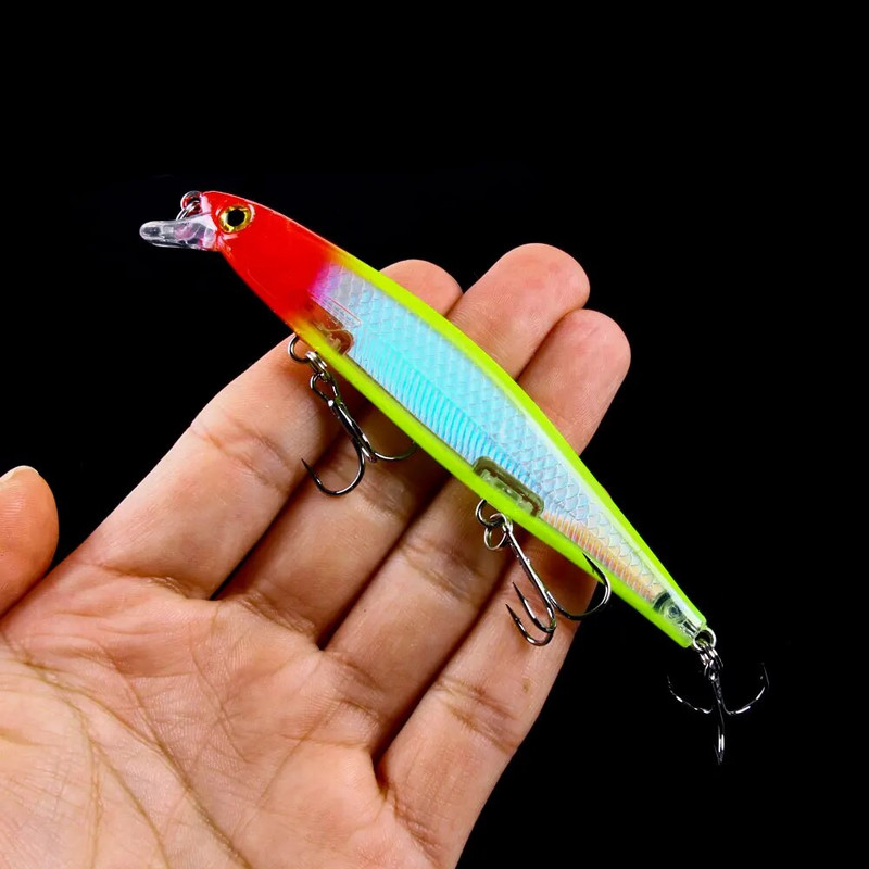 HENGJIA Minnow Fishing Lure Laser Hard Artificial Bait 3D Eyes 11cm 13g Voblerid Karpkala Püügitarbed Slow Uping Jerkbait