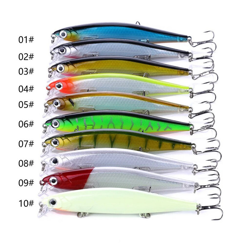HENGJIA Minnow Fishing Lure Laser Hard Artificial Bait 3D Eyes 11cm 13g Voblerid Karpkala Püügitarbed Slow Uping Jerkbait