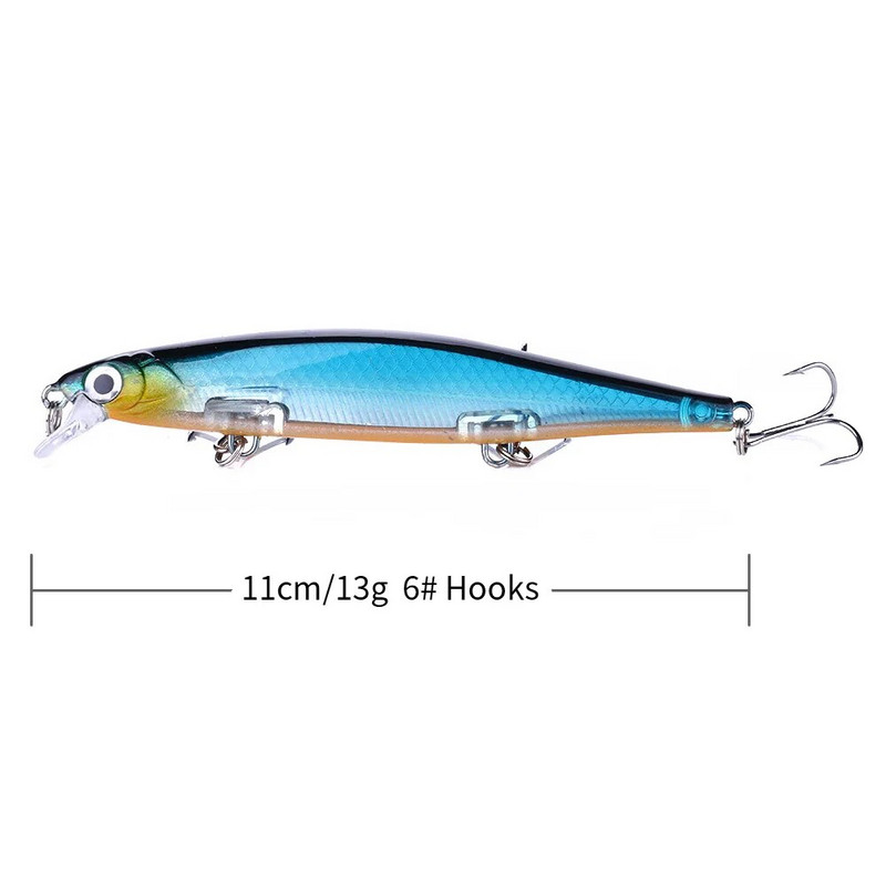 HENGJIA Minnow Fishing Lure Laser Hard Artificial Bait 3D Eyes 11cm 13g Voblerid Karpkala Püügitarbed Slow Uping Jerkbait