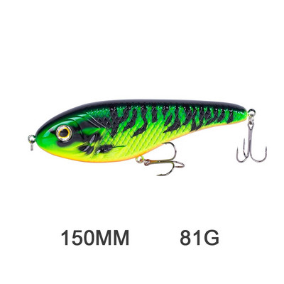Hanlin Glide Jerkbait 75/90/120/150/mm Populārs Pike Hard Jerk Bait Crankbait Muskie Lures Makšķerēšanas mānekļi Voblera Bass Tackle