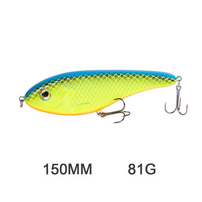 Hanlin Glide Jerkbait 75/90/120/150/mm Populārs Pike Hard Jerk Bait Crankbait Muskie Lures Makšķerēšanas mānekļi Voblera Bass Tackle