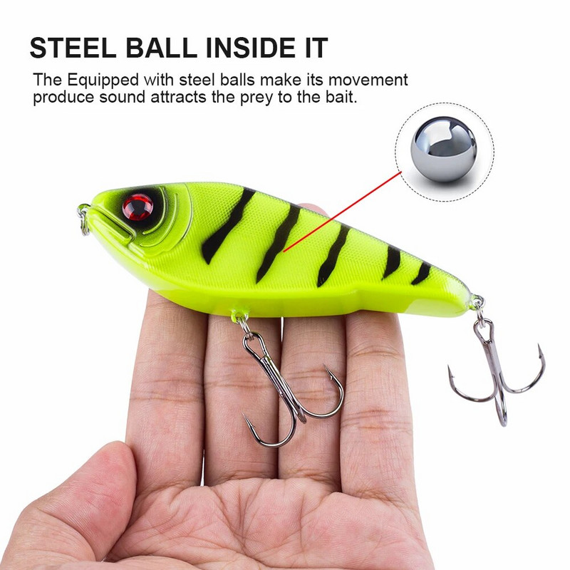 Hanlin Glide Jerkbait 75/90/120/150/mm Populārs Pike Hard Jerk Bait Crankbait Muskie Lures Makšķerēšanas mānekļi Voblera Bass Tackle
