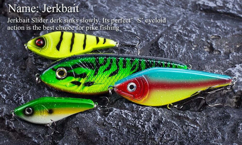 Hanlin Glide Jerkbait 75/90/120/150/mm Popular Pike Hard Jerk Bait  Crankbait Muskie Lures Fishing Lure Wobbler Bass Tackle