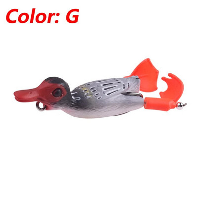 Topwater Ducking Silikona makšķerēšanas mānekļi 9cm 11,5g Bass Frog Double Propeller Flipper Duck Vobleri mākslīgās gumijas ēsma