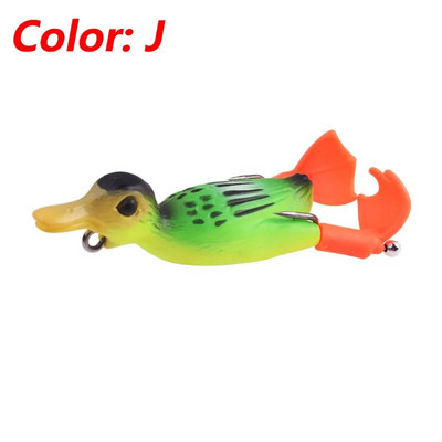 Topwater Ducking Silikona makšķerēšanas mānekļi 9cm 11,5g Bass Frog Double Propeller Flipper Duck Vobleri mākslīgās gumijas ēsma