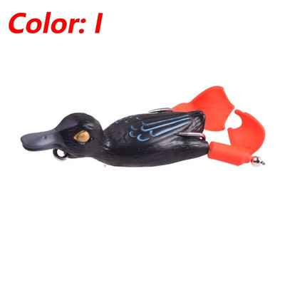Topwater Ducking Silikona makšķerēšanas mānekļi 9cm 11,5g Bass Frog Double Propeller Flipper Duck Vobleri mākslīgās gumijas ēsma