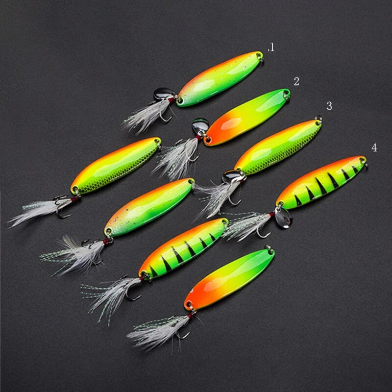 Vikerkaare metallist lusikas peibutis 5g/9g/13g/18g/21g merevee kalapüügi lant sulgede litritega Noise uppumissööt karpkalapüügiks