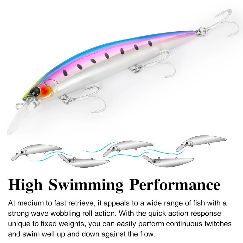 TSURINOYA 110 mm 37 g liela svara jūras makšķerēšanas māneklis, maks. 80 m, īpaši garš liešana, grimstoša Minnow WIZARD 110S mākslīgā cietā ēsma