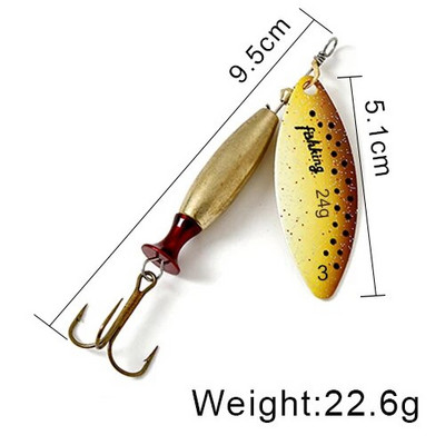 FISH KING Spinner Lure Bait Long Cast 18g 24g Spoon Lures līdakas Metāla zvejas māneklis Bass Hard Bait with Hooks