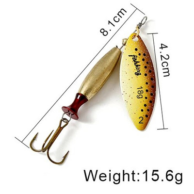 FISH KING Spinner Lure Bait Long Cast 18g 24g Spoon Lures līdakas Metāla zvejas māneklis Bass Hard Bait with Hooks