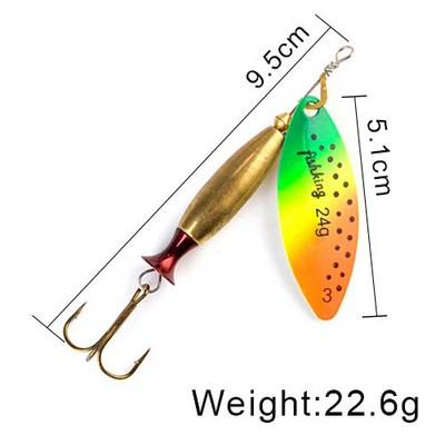 FISH KING Spinner Lure Bait Long Cast 18g 24g Spoon Lures līdakas Metāla zvejas māneklis Bass Hard Bait with Hooks