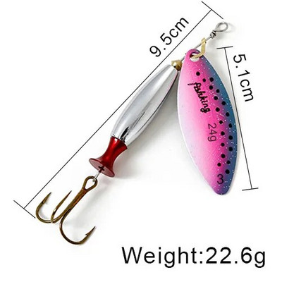 FISH KING Spinner Lure Bait Long Cast 18g 24g Spoon Lures līdakas Metāla zvejas māneklis Bass Hard Bait with Hooks