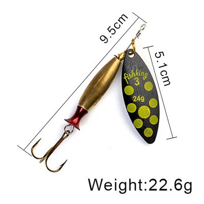FISH KING Spinner Lure Bait Long Cast 18g 24g Spoon Lures līdakas Metāla zvejas māneklis Bass Hard Bait with Hooks
