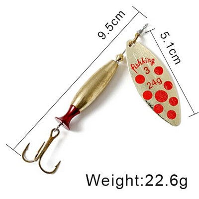 FISH KING Spinner Lure Bait Long Cast 18g 24g Spoon Lures līdakas Metāla zvejas māneklis Bass Hard Bait with Hooks