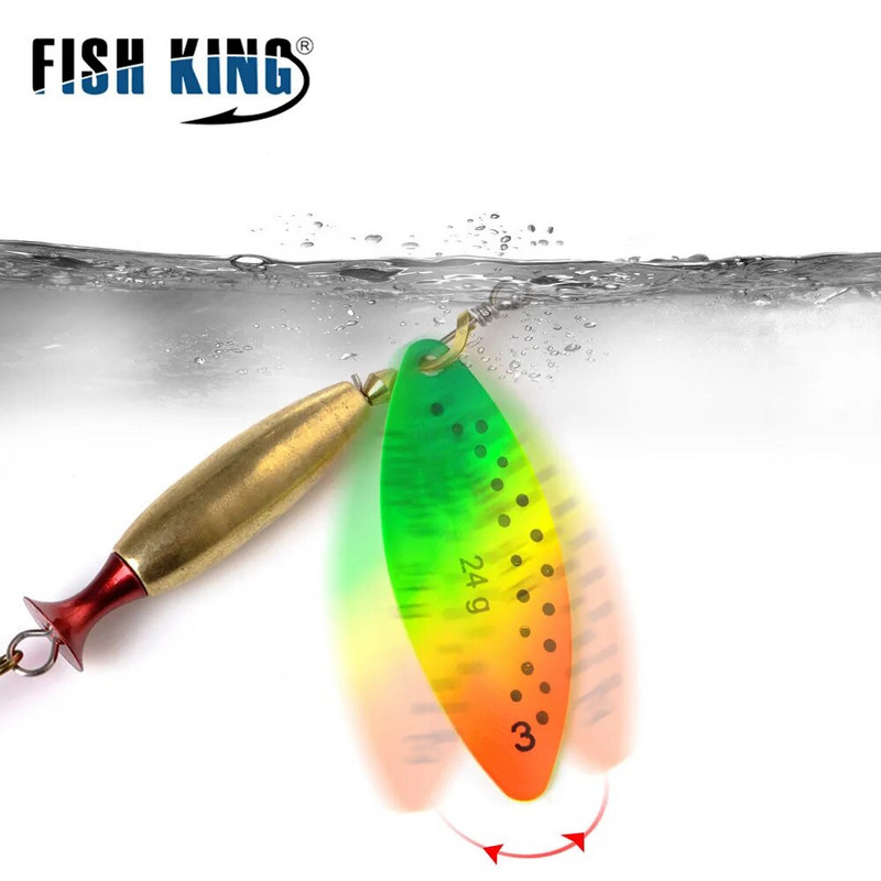 FISH KING Spinner Lure Bait Long Cast 18g 24g Spoon Lures līdakas Metāla zvejas māneklis Bass Hard Bait with Hooks