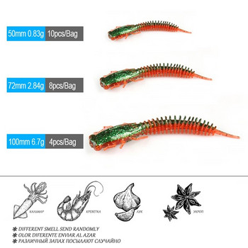 BEARKING Larva Soft Lures 50mm 75mm 100mm Artificial Lures Fishing Worm Silicone Bass Pike Minnow Swimbait Jigging Plastic Baits